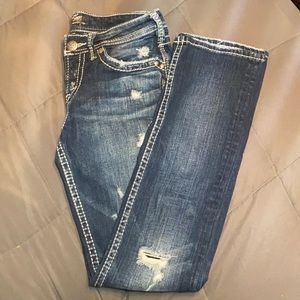 Maurices  Silver AIKO BABY BOOT Blue Jeans. Size W28/L33..size 6. Dark Blue